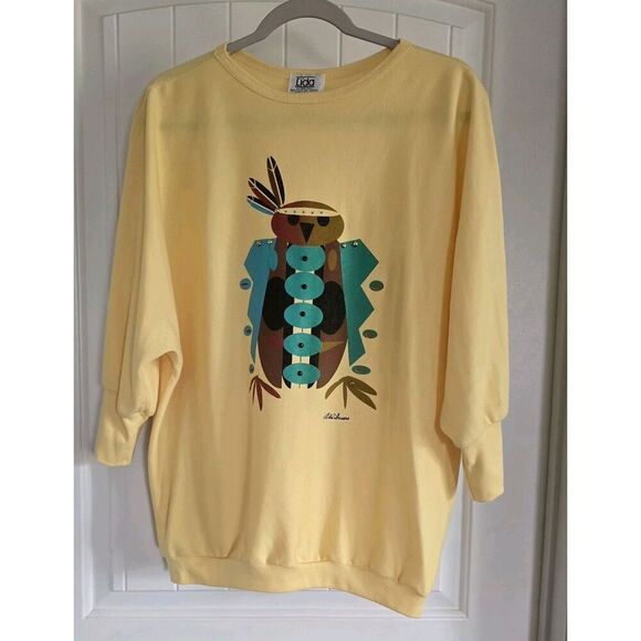 Vintage Lida Soeurs Top One Size Southwest Embellished Graphic Wearable Art - Picture 1 of 13